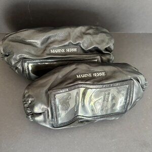 Marine Serre Black Leather Multipocket Padded Muff Bag Forearm Sleeve Warmer